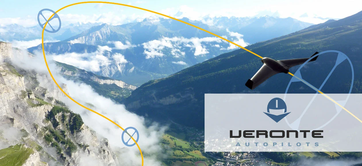 Drone executing a complex curve-based mission over mountainous terrain, illustrating precision and control in UAV operations.