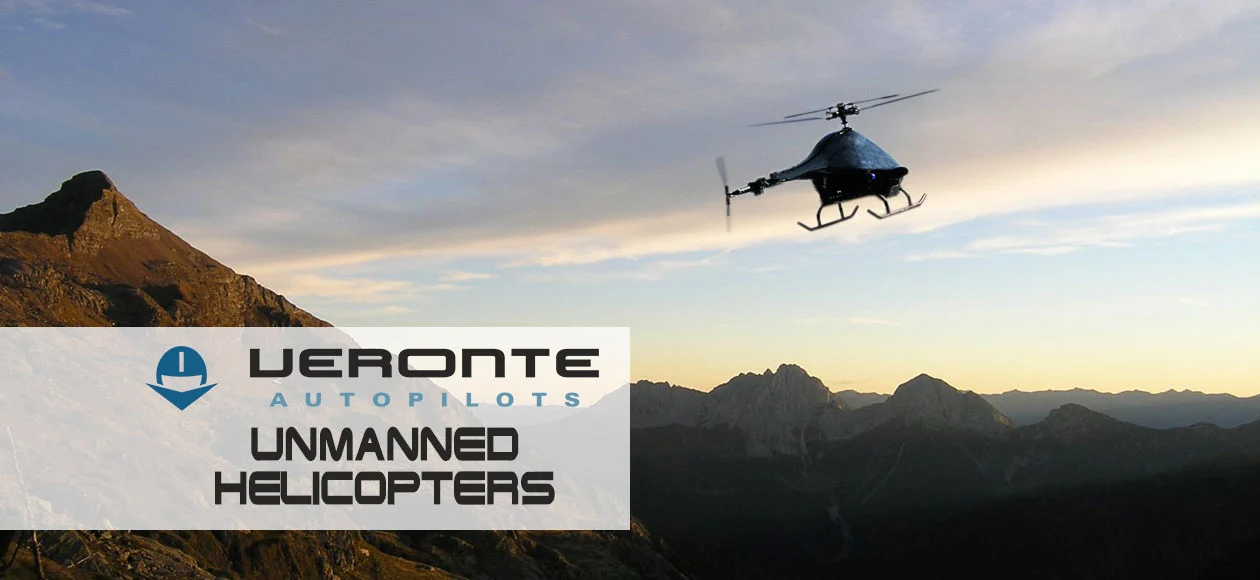 Unmanned helicopters equipped with Veronte Autopilots navigate challenging terrains autonomously.