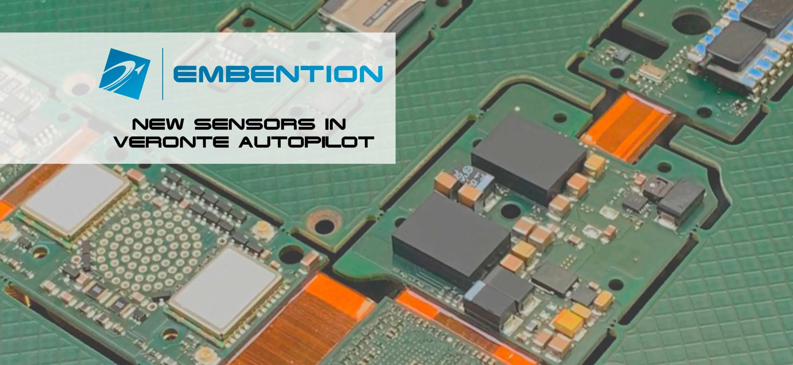 Advanced sensors integrated into Veronte Autopilot displayed on circuit boards.