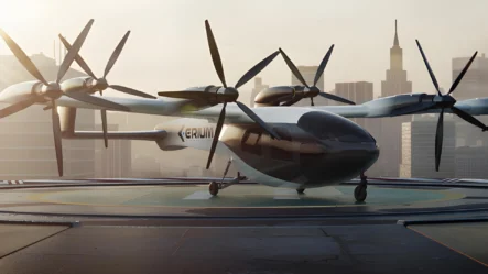 eVTOL landed on a city rooftop